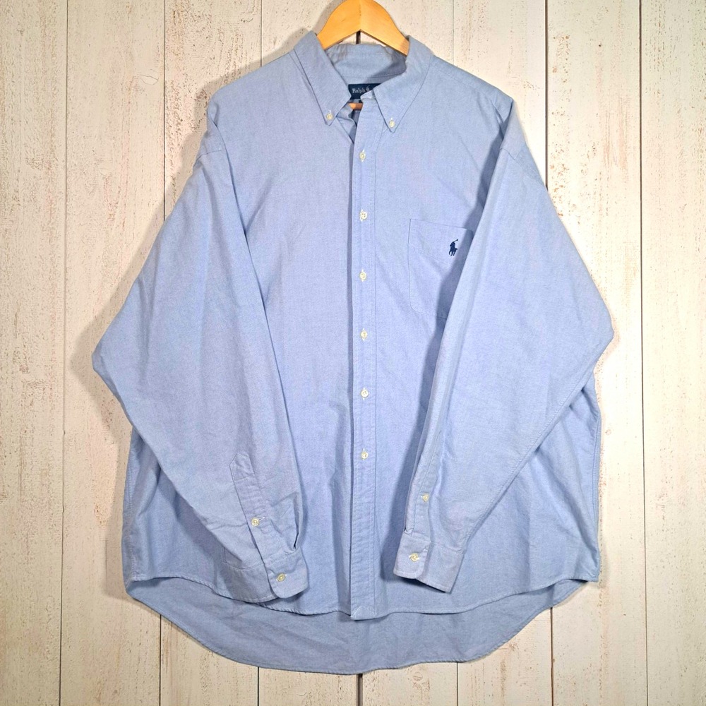 Ralph Lauren Vintage 90s Prep The Big Shirt 2XL Light Blue Oxford Button Down